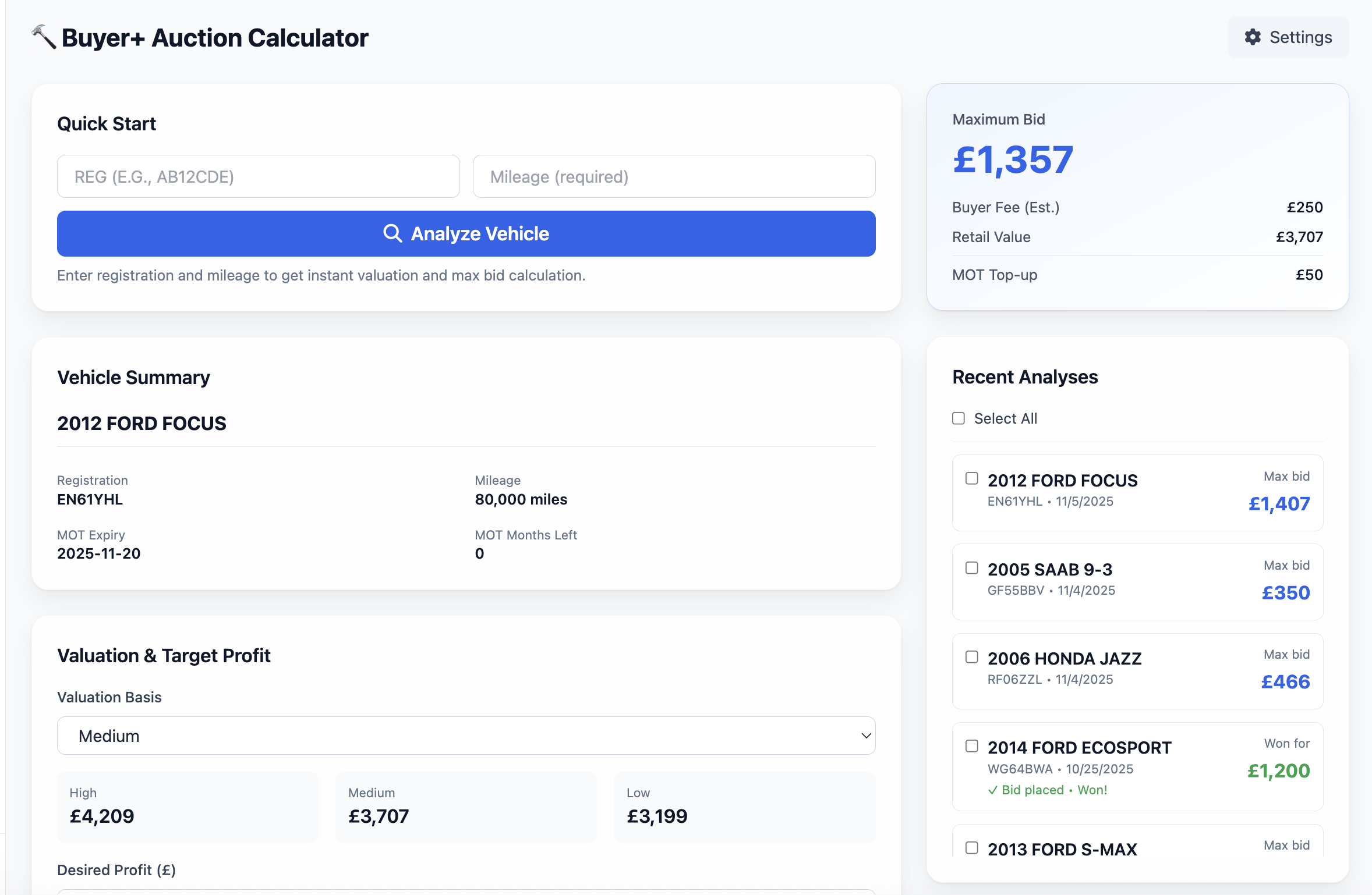 Buyer+ Auction Calculator